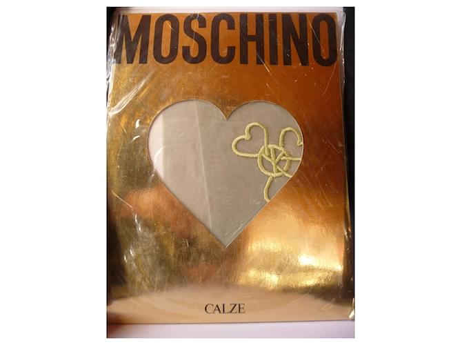 Love Moschino Moschino 80s gestickter "Peace & Love" Calze (Strumpfhose) Klein, Petit, T:1 45-55 kg Hellgrün Lycra  ref.557256
